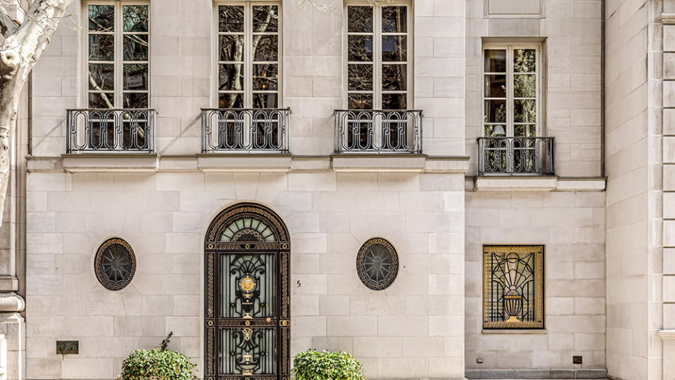 The limestone façade with Versace-style doors. - Credit: Eitan Gamliely