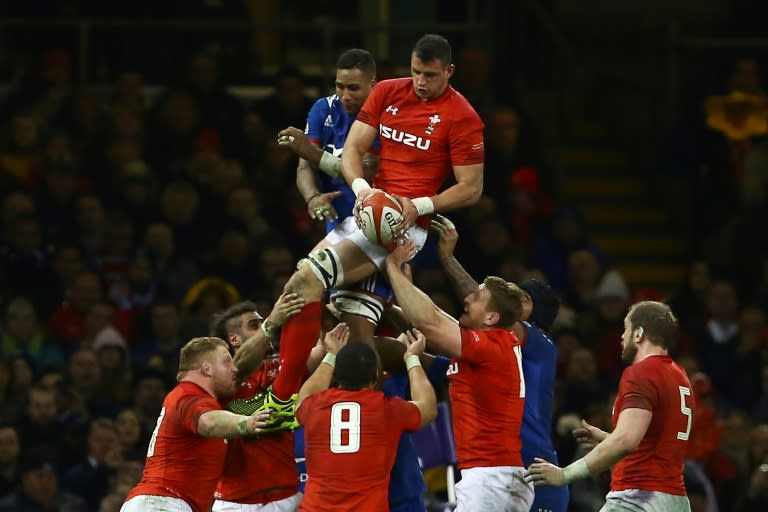 High life: Wales' Aaron Shingler wins lineout ball