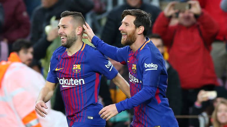 Lionel Messi y un compañero clave para sus goles: Jordi Alba