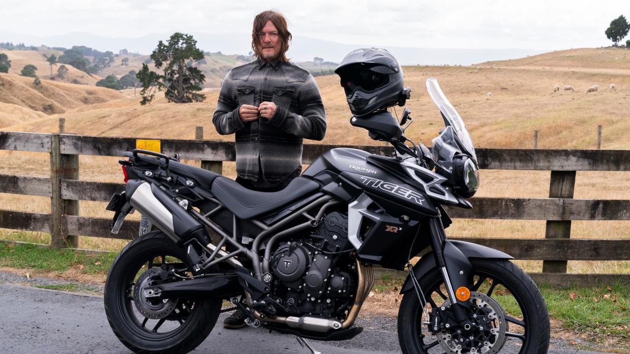  Norman Reedus and his motorcycle in Ride with Norman Reedus. 