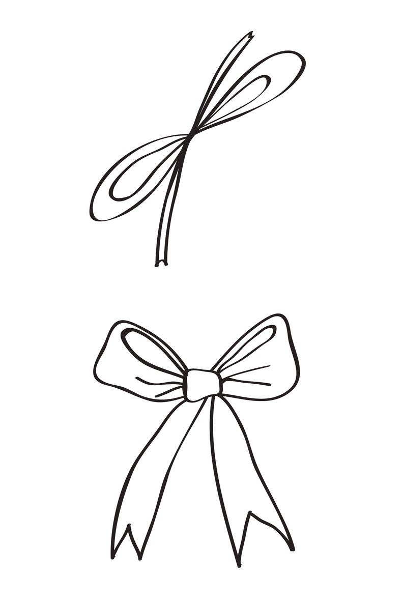 Illustration of eight different simple bow designs for tattoos