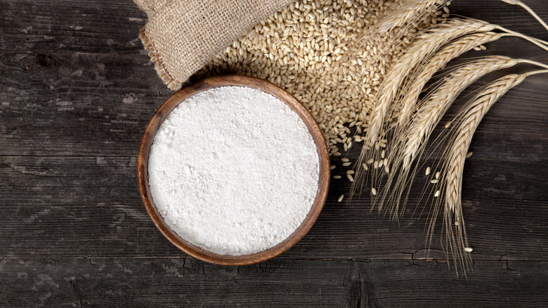 bowl of flour and grains