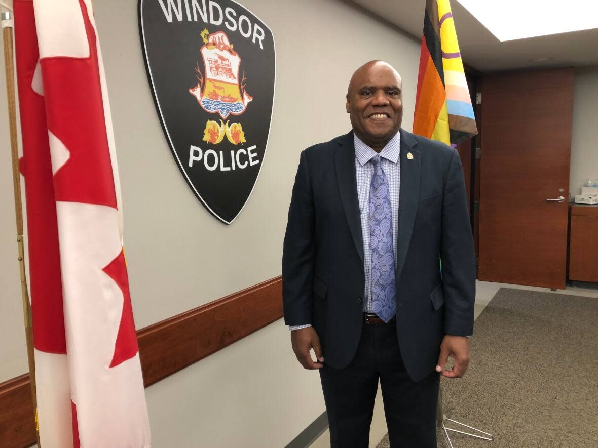 John Elliott, a former Ward 2 city councillor and executive director of the Sandwich Teen Action Group, was sworn in as a member of the Windsor Police Services Board on Wednesday, June 7, 2023.  (TJ Dhir/CBC - image credit)