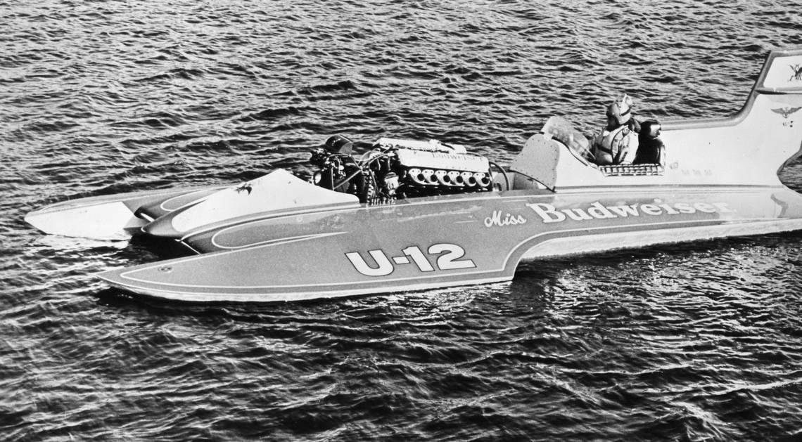 The U-12 Miss Budweiser prepares to head out onto the race course during the 1976 Atomic Cup in Kennewick, Wash.