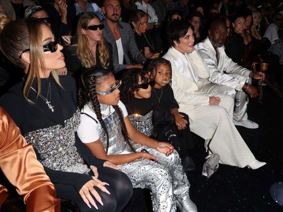 Khloe Kardashian, Kris Jenner, Corey Gamble, North West, Saint West, and Chicago West attend Kim Kardashian's "Ciao Kim" fashion show.