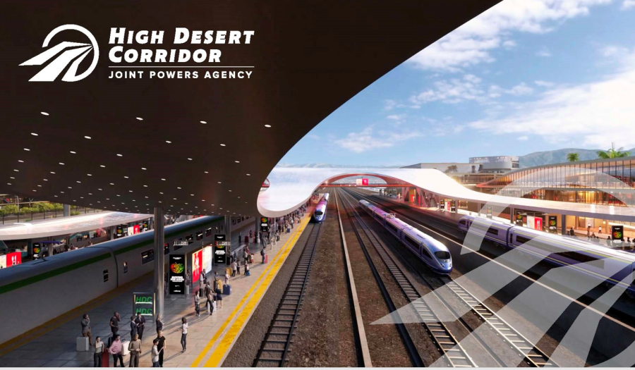 Rendering of a station platform along the planned High Desert Corridor in Southern California. (High Desert Corridor Joint Powers Agency)