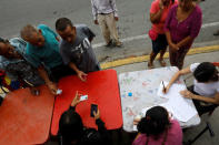 FILE PHOTO: Venezuelan citizens check in at a "Red Point," an area set up by President Nicolas Maduro's party, to verify that they cast their votes during the presidential election in Caracas, Venezuela, May 20, 2018. REUTERS/Carlos Jasso/File Photo