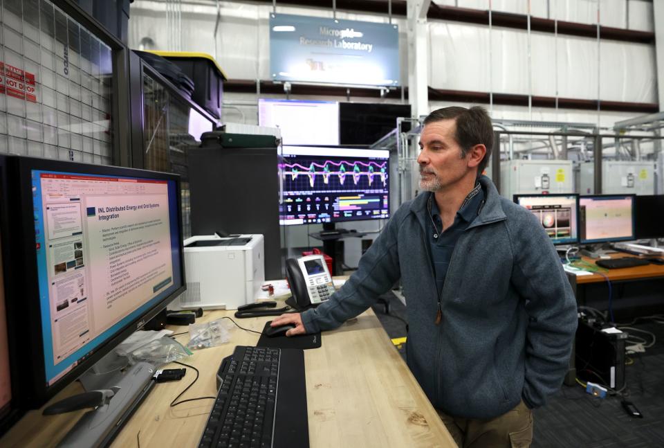 Kurt Myers, Idaho National Laboratory distributed energy and grid systems integration group lead, works in the Microgrid Research Laboratory in the INL Energy Systems Laboratory in Idaho Falls, Idaho, on Wednesday, April 5, 2023. | Kristin Murphy, Deseret News