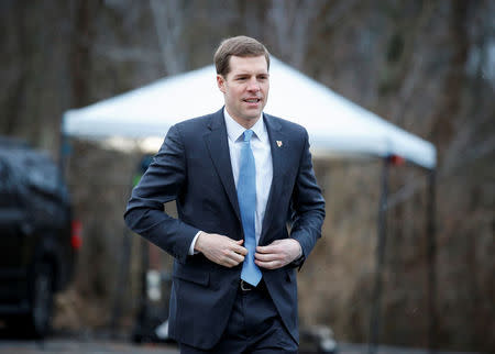 Democratic congressional candidate Conor Lamb arrives to vote in Mt. Lebanon, Pennsylvania, U.S., March 13, 2018. REUTERS/Brendan McDermid