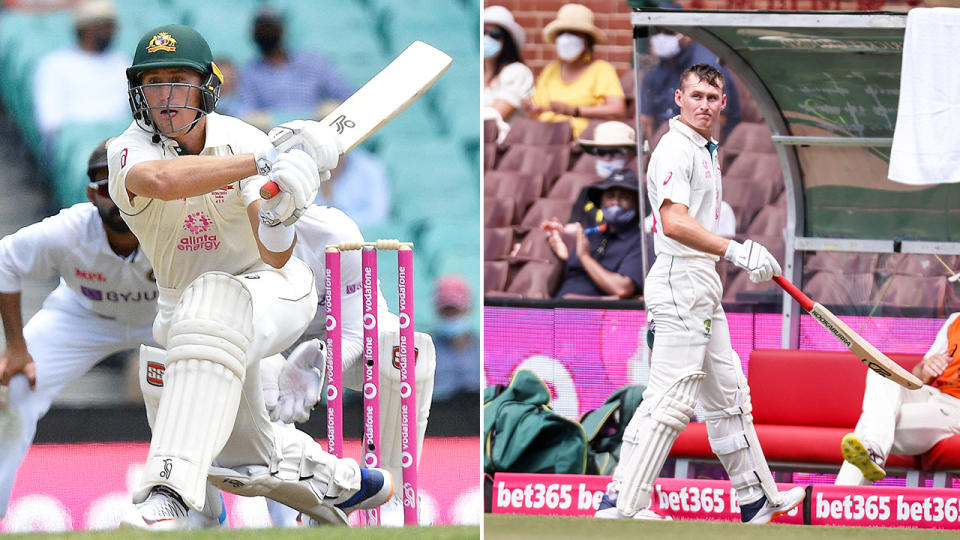 Seen here, Marnus Labuschagne batting for Australia in the Test series against India.