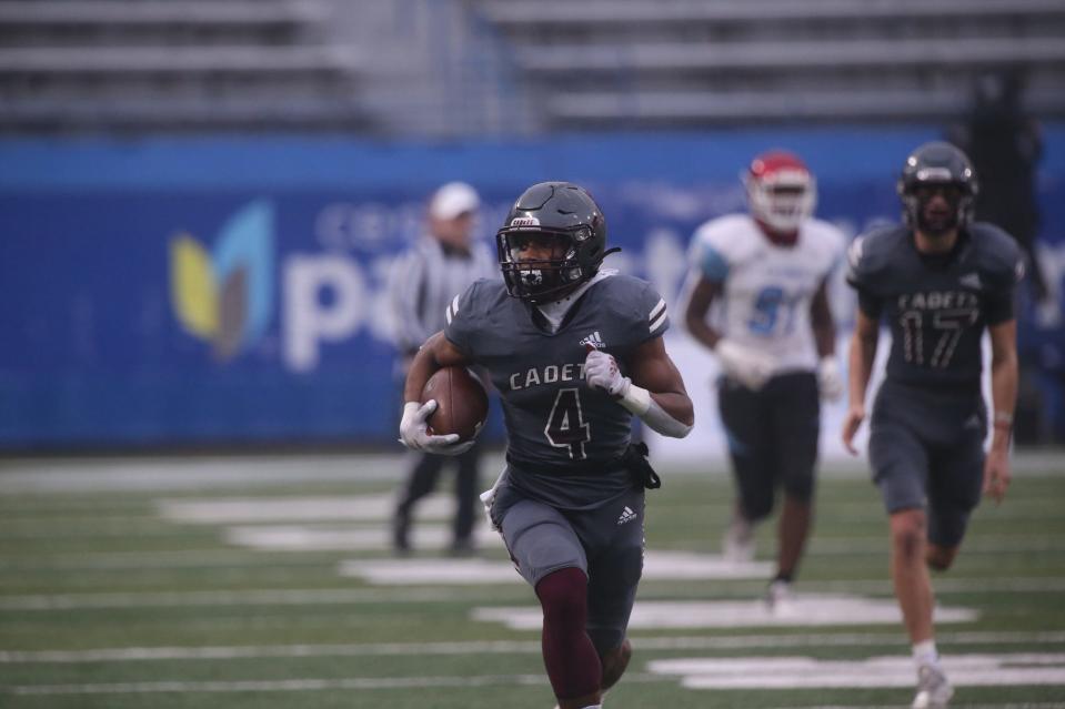 Benedictine's Justin Thomas runs in for a 61-yard touchdown during the GHSA Class 4A state championship game against Carver-Columbus on Dec. 10 at Center Parc Stadium in Atlanta.