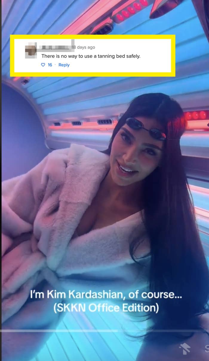 kim kardashian in a tanning bed smiling in her video