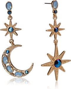 Betsey Johnson Celestial Moon & Star Drop Earrings