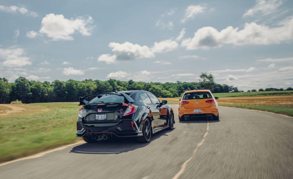 View Photos of the 2019 Honda Civic Type R and 2019 Volkswagen Golf R