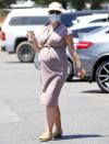 <p>Mom-to-be Katy Perry picks up food from a cafe in Santa Barbara on Tuesday morning.</p>