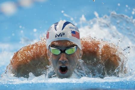 Jun 30, 2016; Omaha, NE, USA; Michael Phelps swims during the Men's 200 Meter Individual Medley semi-finals in the U.S. Olympic swimming team trials at CenturyLink Center. Mandatory Credit: Rob Schumacher-USA TODAY Sports -