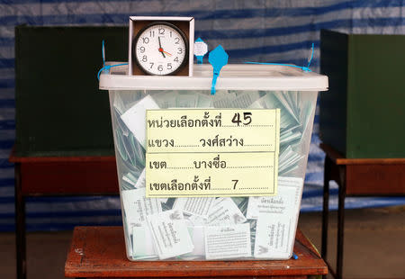 A full ballot box is seen during the general election in Bangkok, Thailand, March 24, 2019. REUTERS/Soe Zeya Tun
