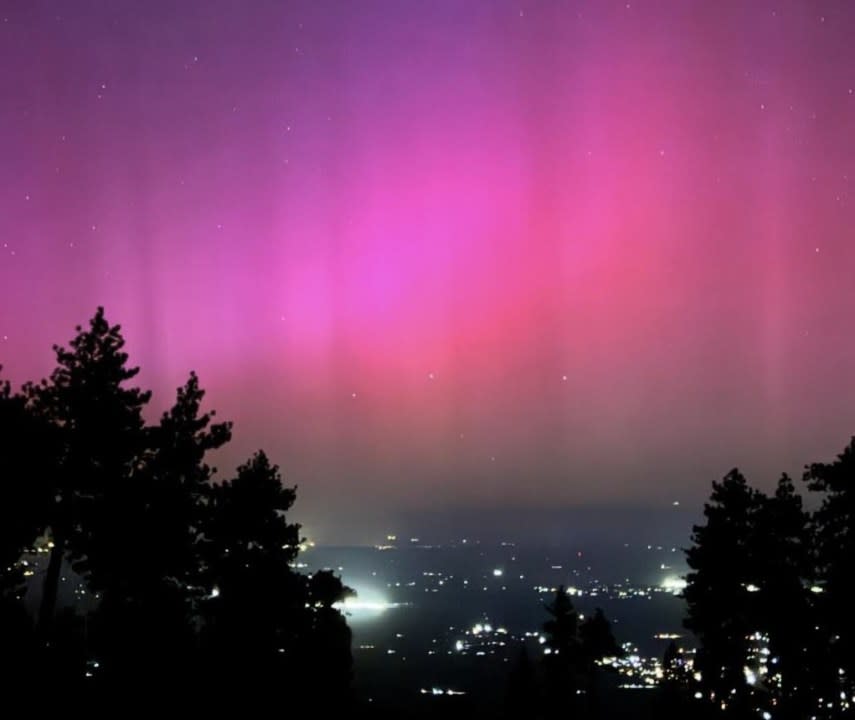 The northern lights captured near Mountain High in Southern California on May 10, 2024. (@patrickc_la)