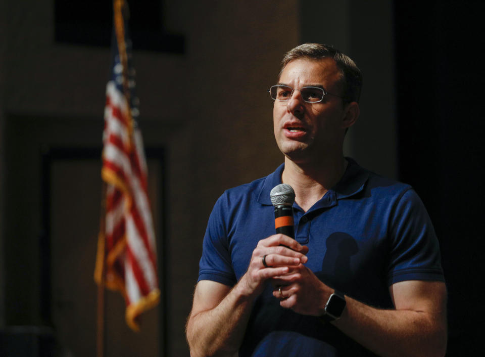 Rep. Justin Amash, R-Mich., holds a town hall meeting on May 28, 2019, in Grand Rapids, Mich. Amash was the first Republican member of Congress to say that President Donald Trump engaged in impeachable conduct. (Photo: Bill Pugliano/Getty Images)