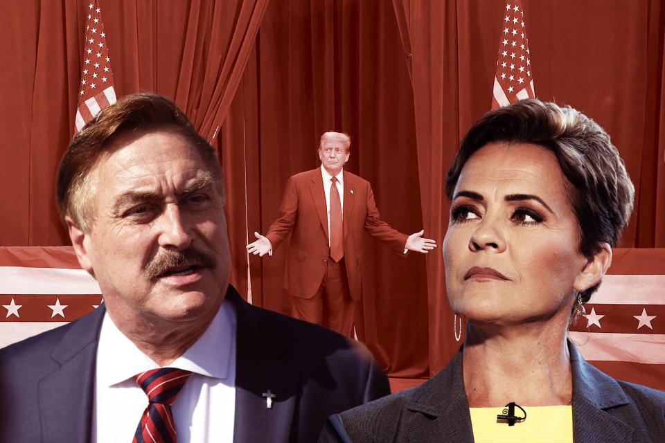 Mike Lindell, Kari Lake and Donald Trump Photo illustration by Salon/Getty Images