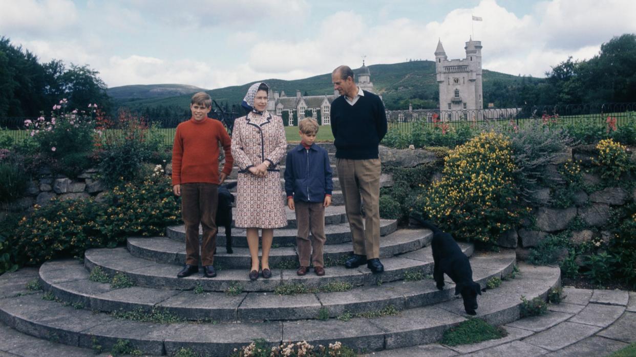 Queen Elizabeth II and Prince Philip, the Duke of Edinburgh (1921 - 2021) with their sons Prince Andrew (left) and Prince Edward at Balmoral Castle in Scotland, on their Silver Wedding anniversary year, September 1972.