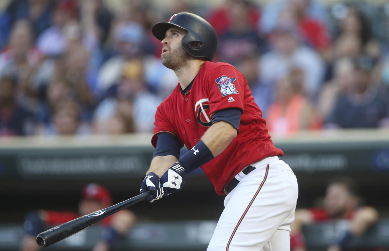 The Twins have traded Brian Dozier to the Dodgers. (AP Photo/Jim Mone)