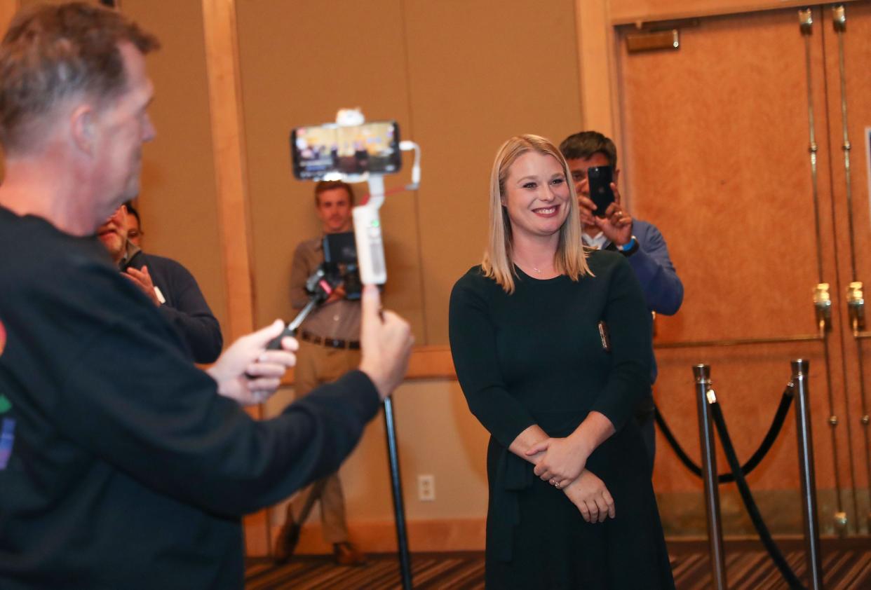 Christy Holstege attends an election night party at Hotel Zoso in Palm Springs on Tuesday night.