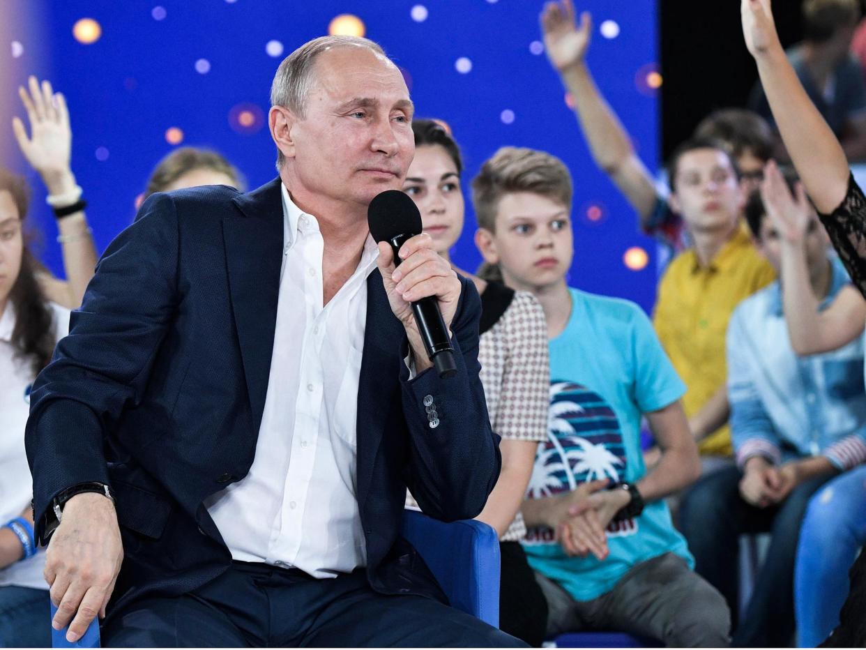 Vladimir Putin was speaking during a three-hour question and answer session with Russian children at a school in the Black Sea city of Sochi: AP
