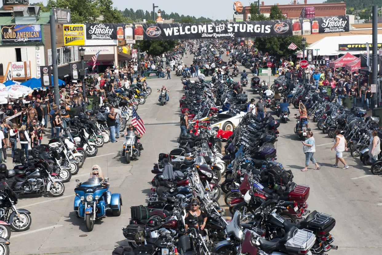 sturgis motorcycle rally viewed from above