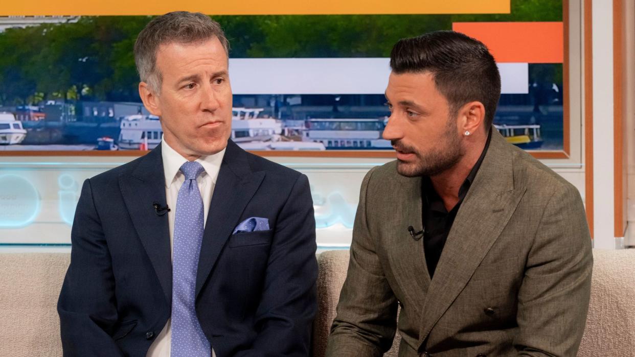 Anton Du Beke and Giovanni Pernice sit on GMB sofa