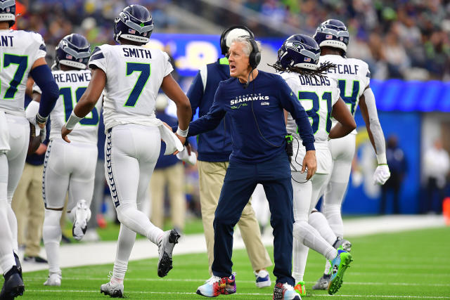 Seattle Seahawks wide receiver Tyler Lockett (16) prepares to go out on  field before an NFL football game against the Los Angeles Rams, Sunday, Jan.  8, 2023, in Seattle, WA. The Seahawks