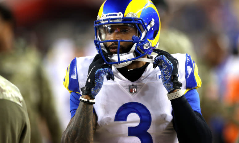 Odell Beckham on the field for the Rams.