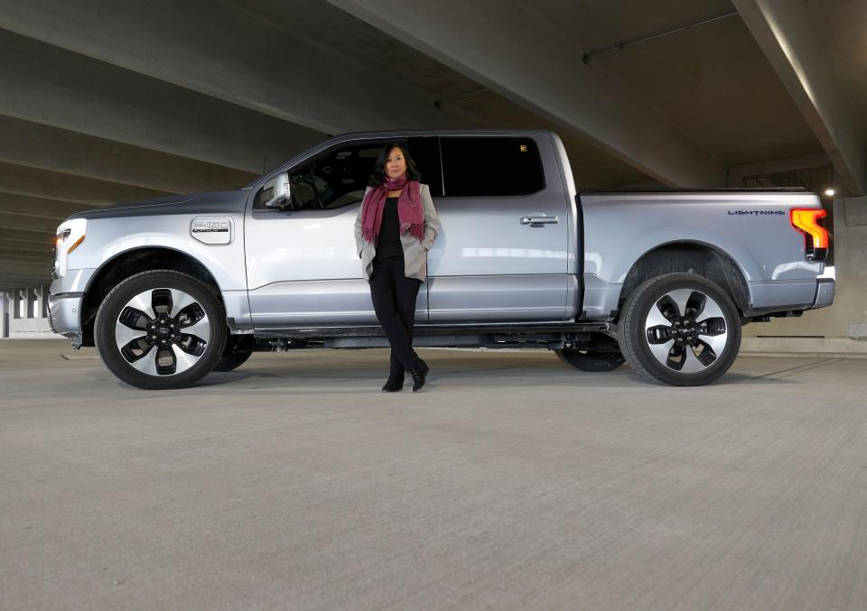 Linda Zhang the chief engineer for the 2022 Ford F-150 Lightning in Troy on Tuesday, Feb. 15, 2022.