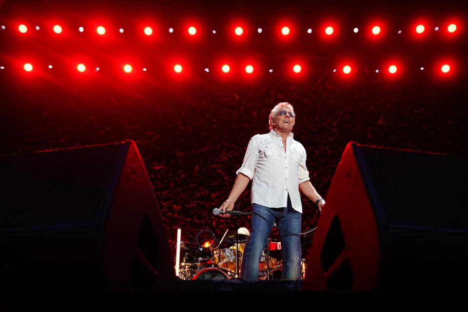 Roger Daltrey performs as part of the The Who, Sunday, May 15, 2022, at TQL Stadium in Cincinnati. The band returns to Cincinnati for the first time since 11 concertgoers were killed when the crowd surged to get into Cincinnati Riverfront Coliseum for the band's concert on Dec. 3, 1979.