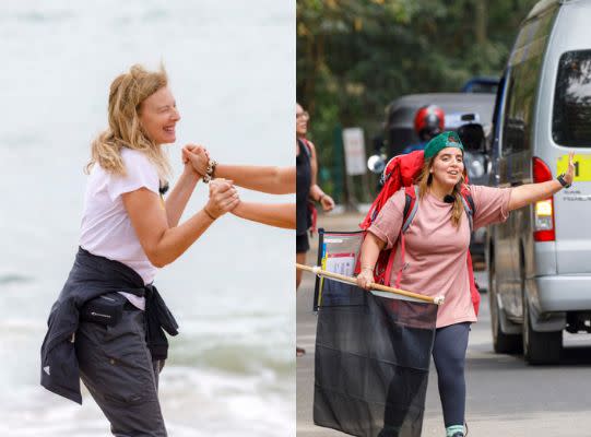 Valérie Trierweiler (à gauche) et Inès Reg (à droite) sur le tournage de 