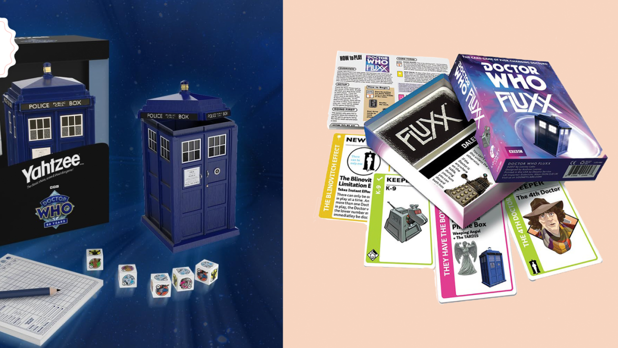 doctor who inspired yahtzee and fluxx are two good housekeeping picks for best doctor who gifts