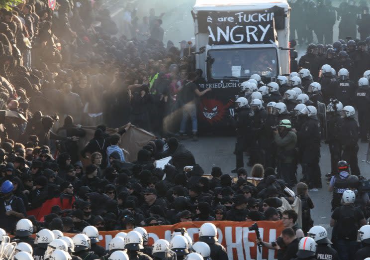 Some 100,000 demonstrators were expected to descend on Hamburg (Rex)