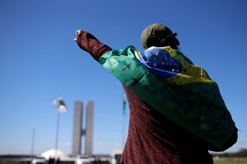 Protest against Brazil's President Jair Bolsonaro in front of the National Congress, amid the coronavirus disease (COVID-19) outbreak, in Brasilia