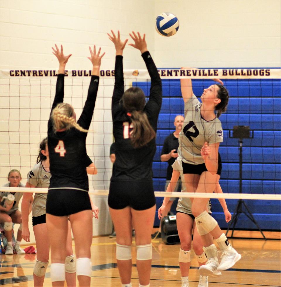 Jenna Southland helped lead the Three Rivers volleyball team to the county tournament title on Monday.