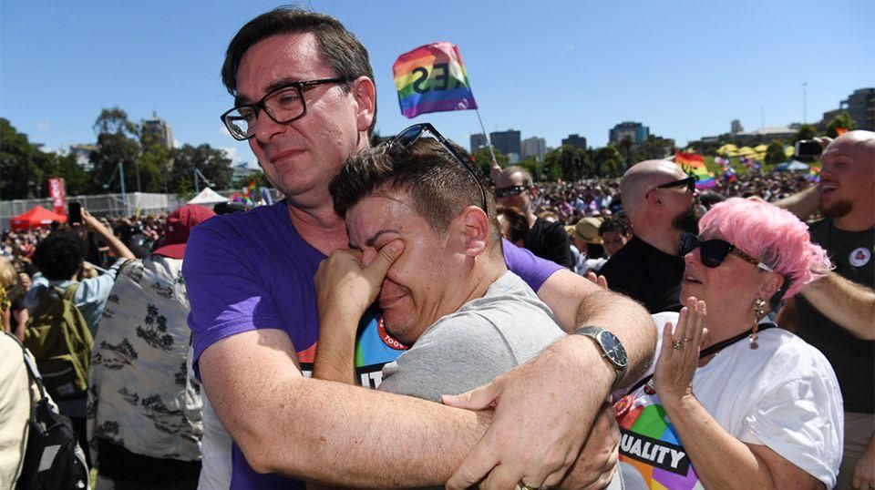 Emotions were high for many at the Sydney results announcement. Source: AAP