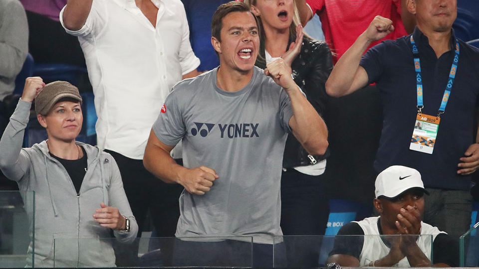 Sascha Bajin during the Australian Open final. (Photo by Scott Barbour/Getty Images)