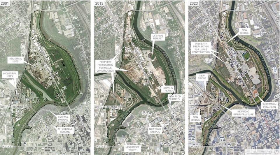 How the area of the future Panther Island has changed since 2001.