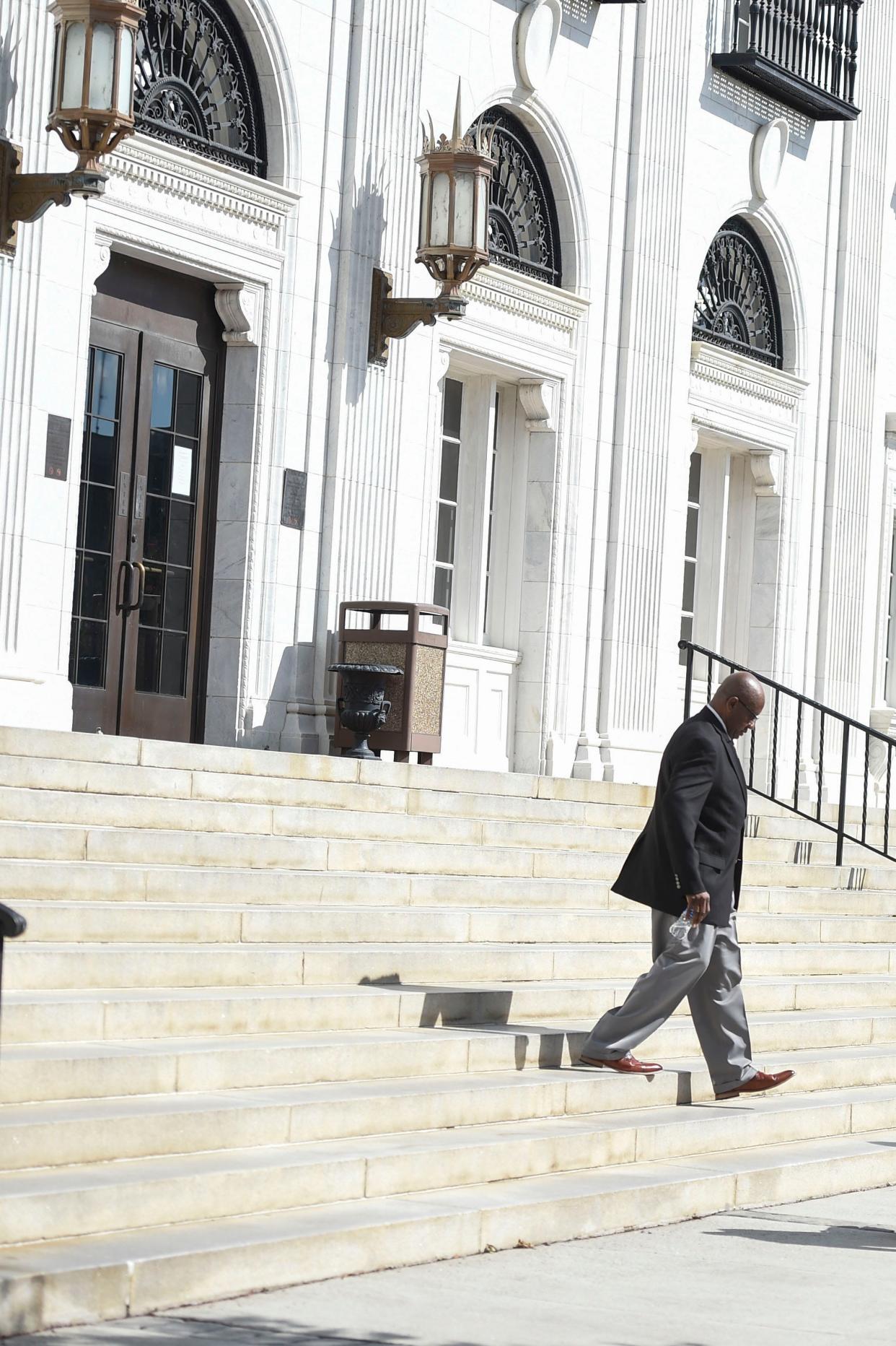 FILE - Former Augusta commissioner Sammie Sias walks out of the courthouse after day two of his trail at the U.S. District Court for Southern District of Georgia courthouse in Augusta on Wednesday, July 27, 2022. Sias recently lost a motion to receive a new trial.
