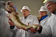 FILE PHOTO: Britain's Prime Minister Boris Johnson visits Grimsby Fish Market in Grimsby