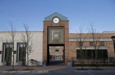 The entrance to the courtyard, under the clock tower, of the H Hotel is seen on Main street in Midland, Michigan May 14, 2015. Photo taken May 14, 2015. REUTERS/Rebecca Cook