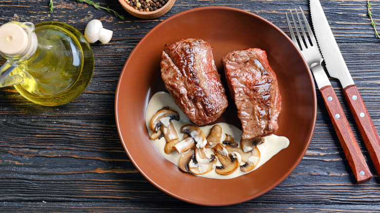 Steak Diane on a plate