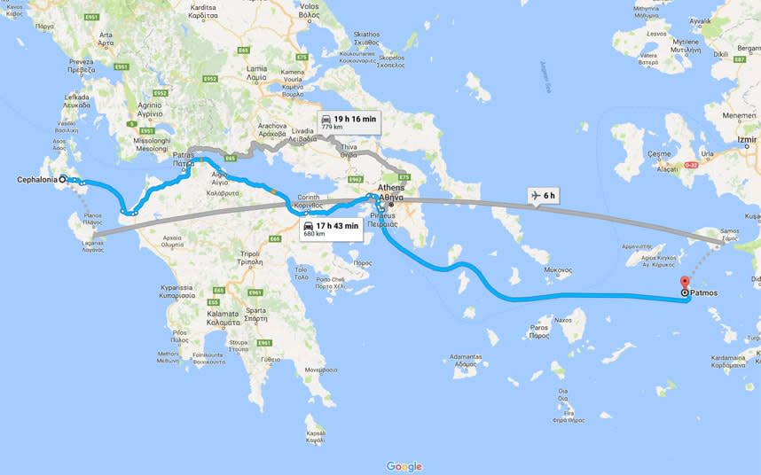 Getting from Kefalonia to Patmos isn't simple