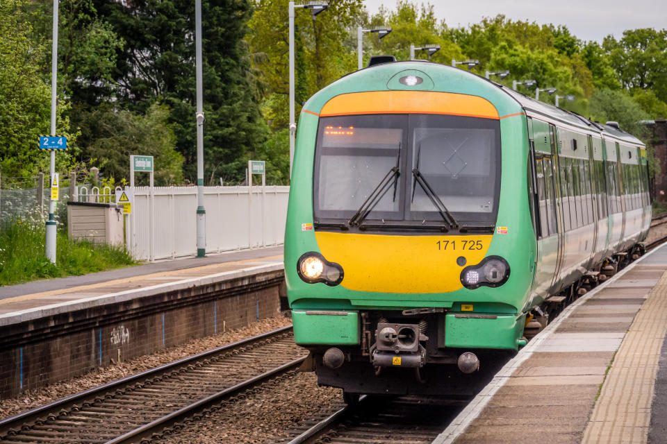 London, England - April  2017 : London overground train, serving South West area in London, UK