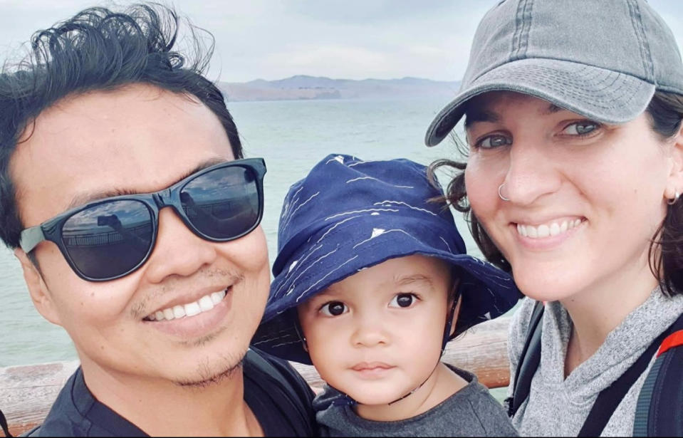 Zulfirman Syah and his son Averroes, 2, pictured with wife Alta Sacra, were shot at the Linwood Islamic Centre. Source: GoFundMe