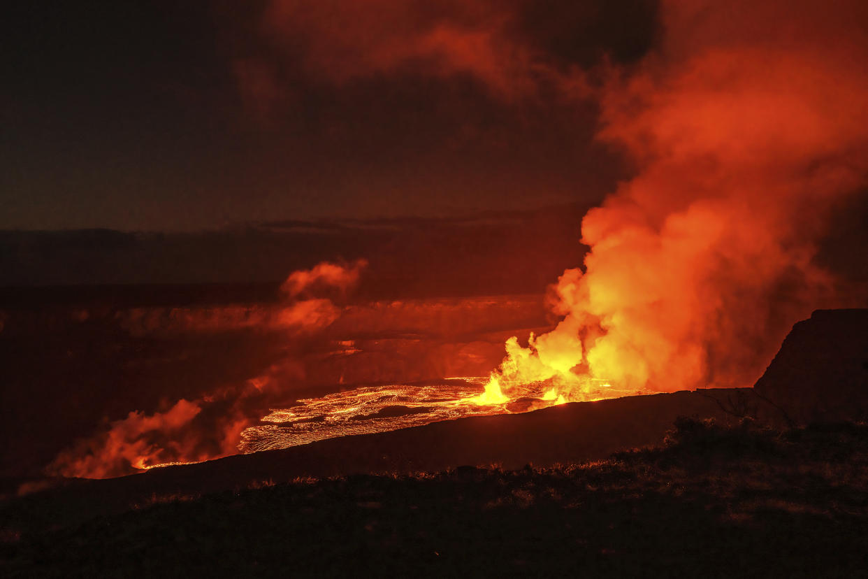 Kilauea volcano amid eruption.